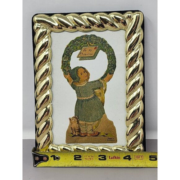 Vintage Gold-Plated Frame With German Valentines‎ Day Illustration - Picture 5 of 6